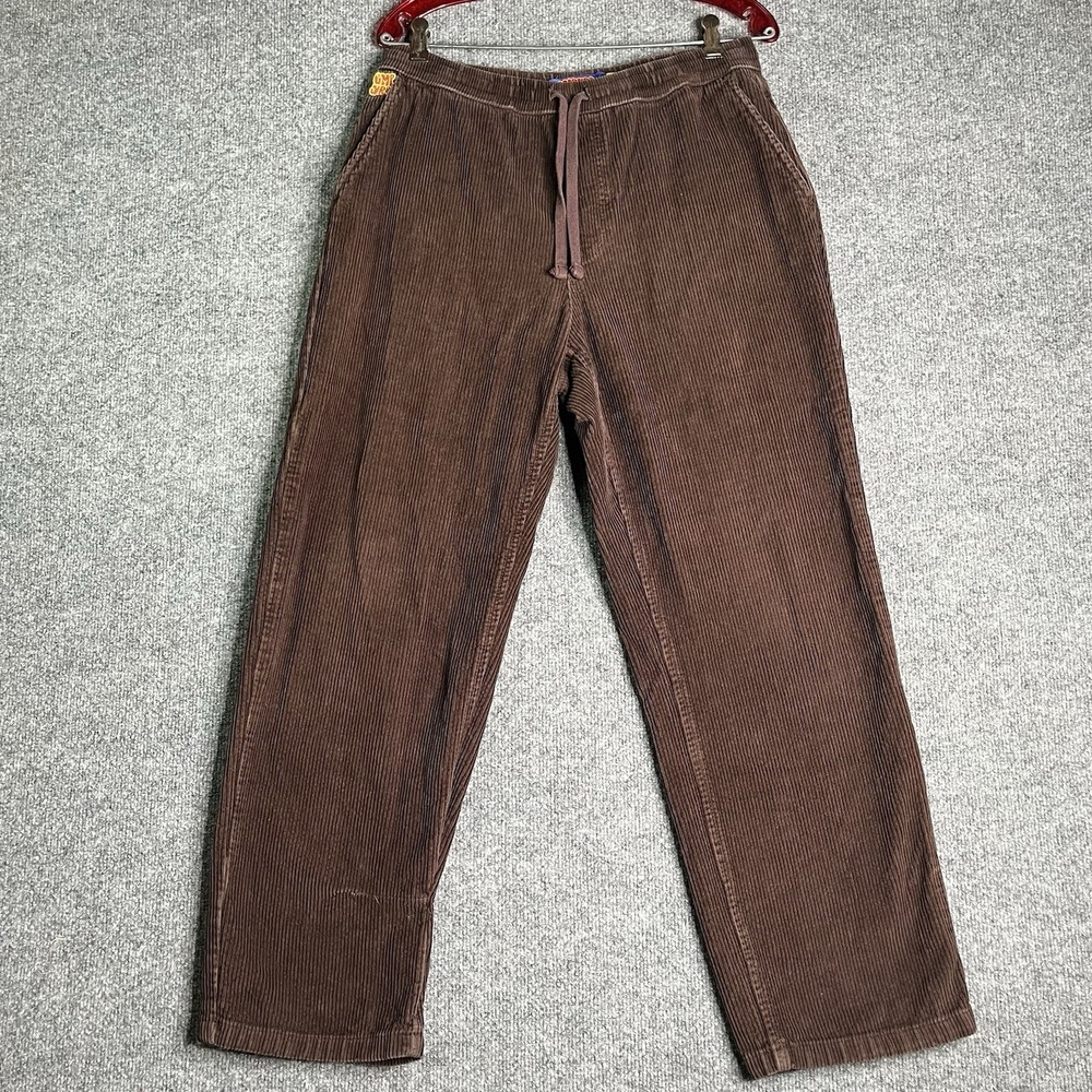 Empyre Corduroy Pants Small Brown Relax Wide Leg Drawstring Y2K
